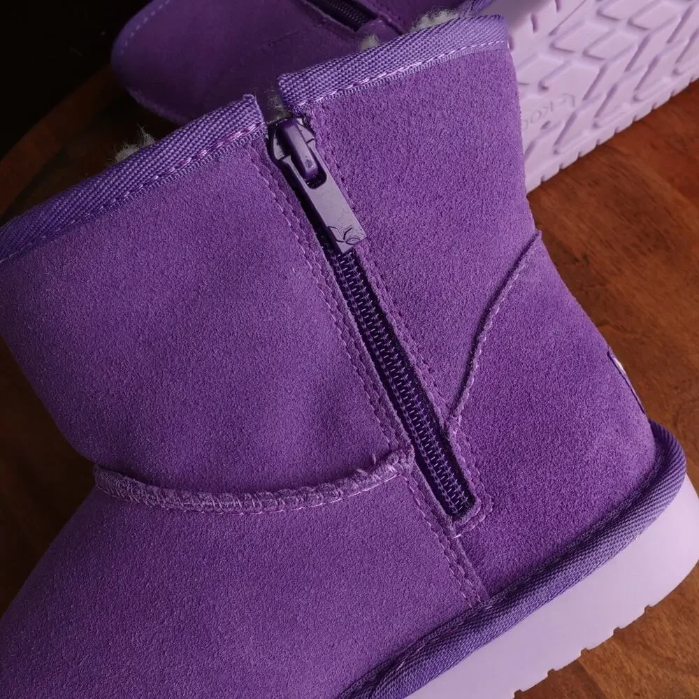UGG Koolaburra Boot Girl SZ 4 Purple Koola Mini Zip Ankle Suede Winter Cozy NWOB